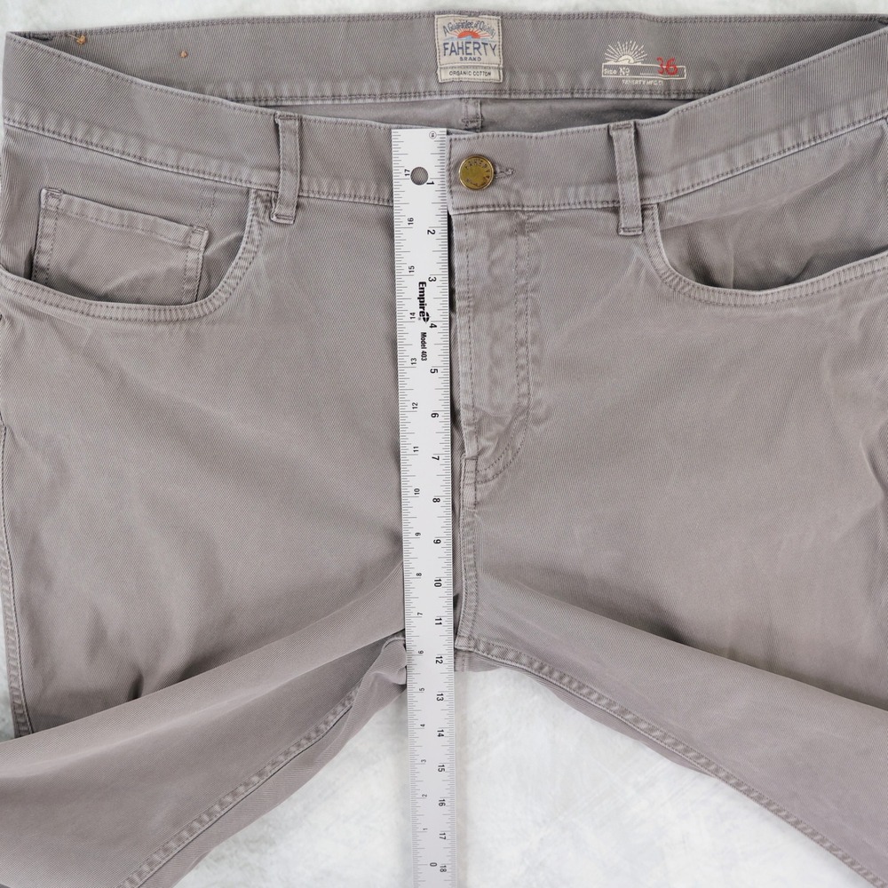 Faherty Comfort Twill 5-Pocket Pant Mens 36x32 Grey Cotton Stretch Straight Leg - Picture 10 of 12